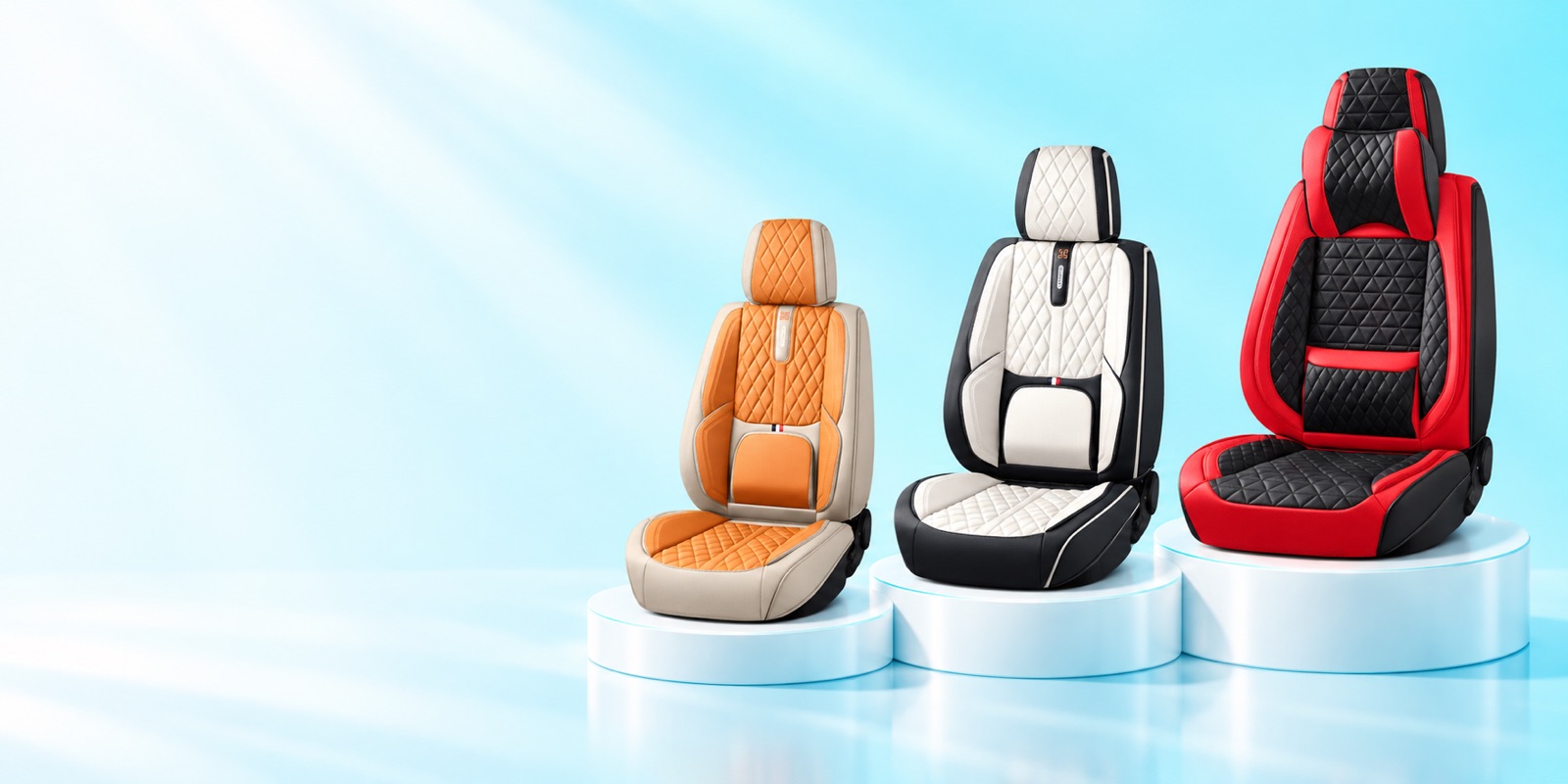 Ba mẫu áo ghế da Nappa trên bệ trưng bày